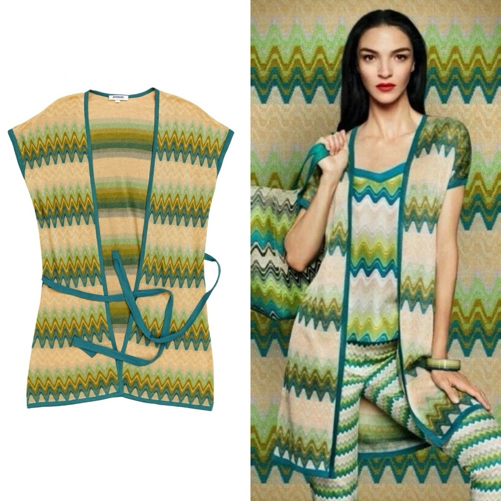 Missoni for Target Teal, Yellow & Cream Zigzag Knit Cardigan